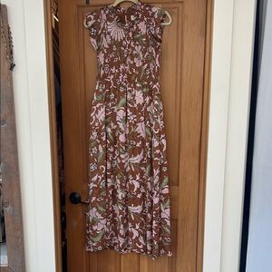 MELLODAY Brown and Pink Floral Maxi Dress